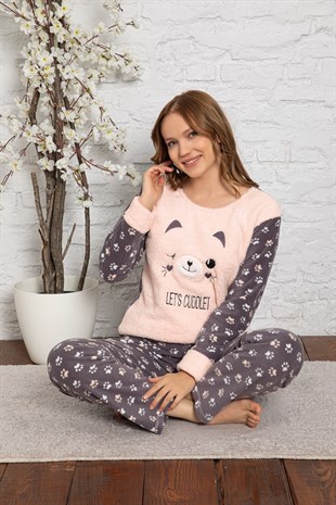Cansoy Desenli Pembe Bayan Pijama Takımı