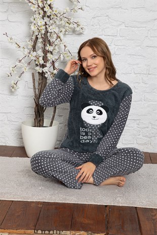 Cansoy Füme Puantiyeli Bayan Pijama Takımı (6052)