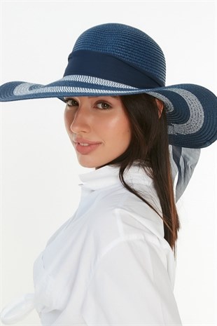 Kadın Lacivert Hasır Şapka